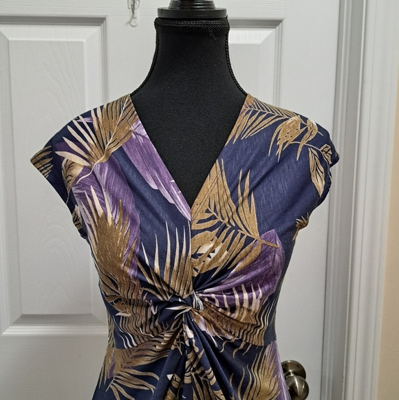 ❤️ NWT Sansara Tropical Print Dress Women's Small Twist Front Sleeveless Dress - Picture 2 of 10